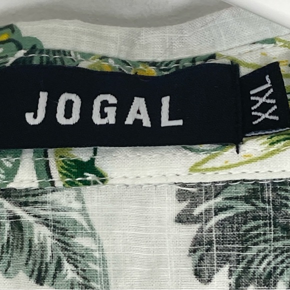 JOGAL Shirt Mens XXL Short Sleeve Button Up Pineapple Tropical Green Palm - Picture 7 of 15